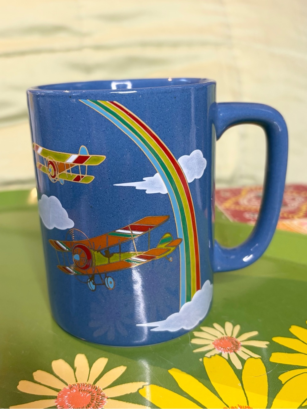 70s Otagiri Rainbow Airplane Mug